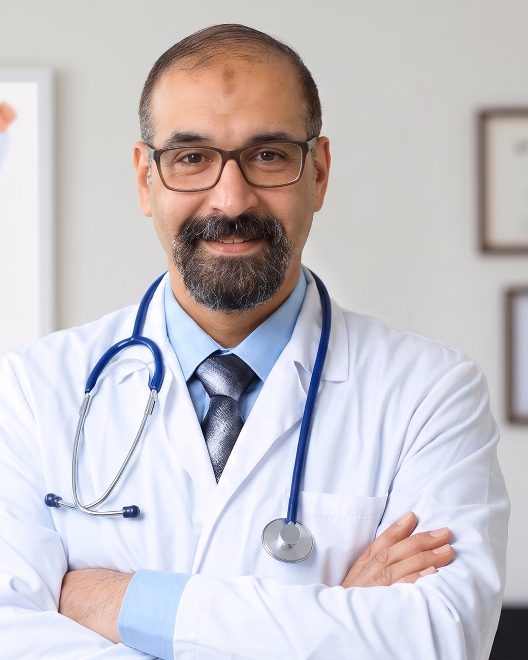 الدكتور وليد اسماعيل كامل جالسًا إلى مكتبه.